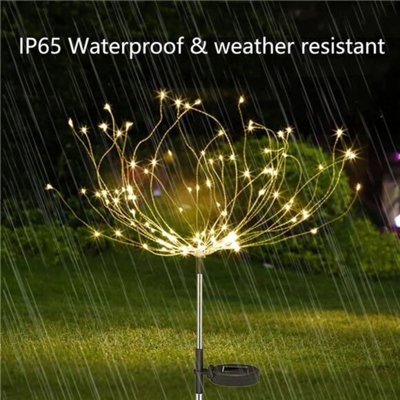 Solar Garden Fairy Fireworks Lights for Yard Decor,4 Pack 120 Leds Solar Fairy - Picture 6 of 8